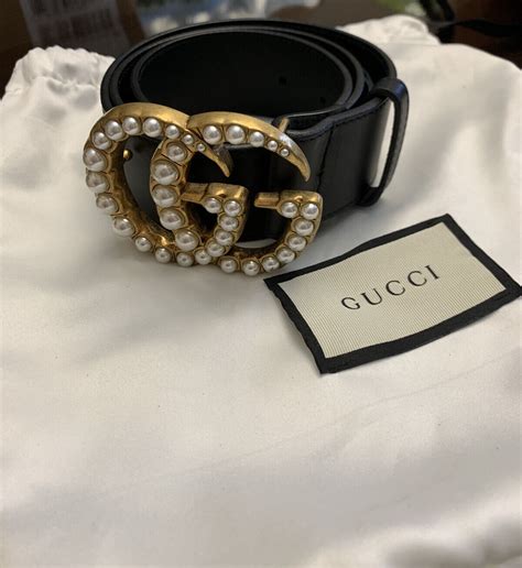 small gucci pearl belt|gucci belt with pearl buckle.